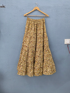 Ethnic Women's Summer Dress Hand Block Printed Cotton Long Maxi <b>Skirt</b> <b>with</b> <b>Elastic</b> <b>Waist</b> Breathable Sustainable Casual Style - Product Image 6