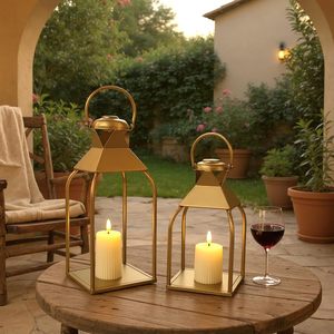 Metal <b>Lantern</b> Candle Holder Set <b>Gold</b> Decorative Home Lighting Outdoor Indoor Use <b>Lantern</b> For Festivals Wedding Candle Holder - Product Image 5