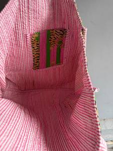Sac fourre-tout en coton imprimé tigre rose et vert, motif à panneaux, ouverture supérieure, sac de shopping tendance, idéal pour l'été, CADEAU POUR ELLE - Product Image 6