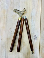 Bastón de Paseo Multifuncional Hecho a Mano en Madera de Palisandro Pulido con Mango de Latón en Forma de Cisne