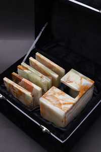 ชุดจานรองแก้วหินอ่อนสีเขียวออนิกซ์ทรงสี่เหลี่ยม ดีไซน์หรูหรา ตกแต่งบ้านด้วยหินธรรมชาติ - Product Image 4