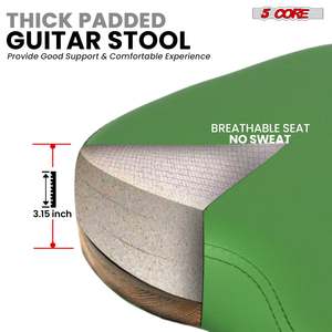 5Core Foldable <b>Padded</b> Guitar <b>Stool</b> with Backrest & Foot Rest for Musician - Product Image 2