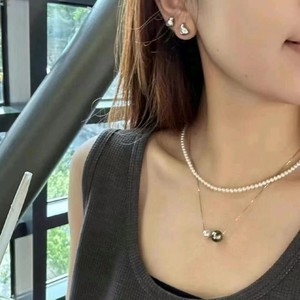Collier Akoya Tahiti personnalisé haut de gamme de Zhuji, double rangée de perles, avec pendentif en or 18 carats, style élégant en eau de mer naturelle - Product Image 3