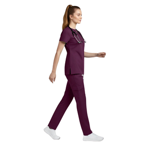 Conjunto de Uniforme Médico para Mujer, Manga Corta, Cuello en V, Uniforme de Enfermería, Ropa de Trabajo para Hospital, Clínica y Cuidado de la Piel - Product Image 3