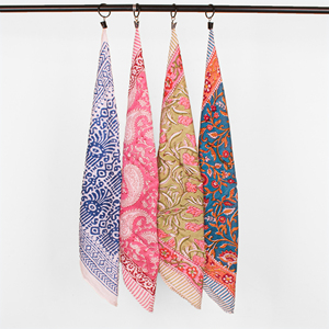 Hand Drawn Floral Cotton Bandana <b>Square</b> <b>Scarf</b> Ethnic Print Multi Color Set for Travel Spring Summer Fashion High Quality - Product Image 3
