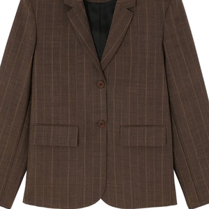 Blazer décontracté unisexe pour femme avec logo personnalisé OEM, col cranté, marron, simple boutonnage, manches longues, veste de bureau tendance - Product Image 5