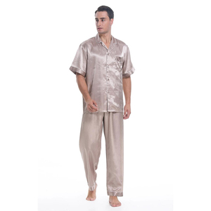 Ensemble de pyjamas en satin de luxe pour hommes, manches longues, boutons, vêtements de nuit pour hommes, respirant, collection printemps-été - Product Image 5