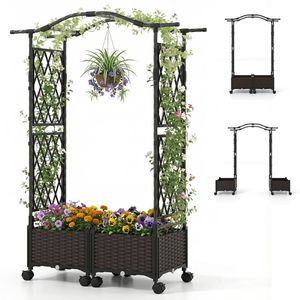 Jardinière auto-arrosante de 1,5 m avec treillis et toit pour jardin et usage intérieur - Product Image 5