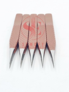 Juego de Pinzas para Extensión de Pestañas Neno Profesionales de Alta Calidad y Durabilidad en Plata, Acero Inoxidable Sólido con Agarre de Diamante Personalizable - Product Image 6