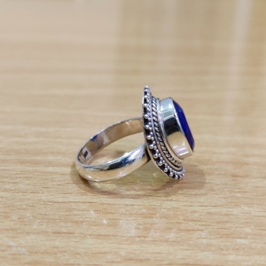 Blue Lapis Stone Vintage Sterling Silver Gemstone <b>Ring</b> Engagement Wedding Handcrafted <b>Indian</b> Unisex Jewelry - Product Image 3