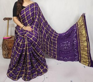 Sari indio de seda Gaji Ghatchola Bnadhani - Product Image 3