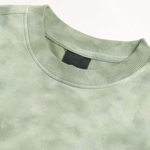 T-shirt décontracté pour homme en coton, coupe oversize, tie-dye, manches courtes, col rond, style jersey vert tricoté - Product Image 5