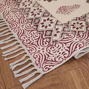 Alfombra Artesanal de Algodón con Diseño Floral Bohemio, Ecológica y Atractiva para Hogares Modernos - Product Image 2