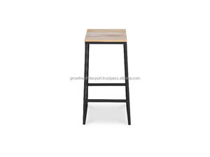 Modern Industrial Bar <b>Stool</b> Wooden Top Metal Frame Kitchen Counter <b>Stool</b> Minimalist Bar Chair Cafe Restaurant Furniture - Product Image 4