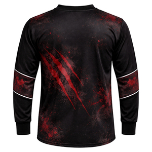 Maillot de paintball sublimé noir et rouge à manches longues et col en V pour homme, modèle 2026, le plus vendu, en polyester anti-humidité, vêtement de sport - Product Image 2