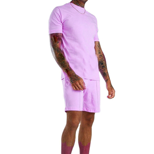 2026 New Arrival Custom Two Piece Men's Shorts <b>Set</b> O Neck Printed Breathable Casual <b>Knitted</b> Fabric Fitness Running <b>Set</b> For Man - Product Image 1