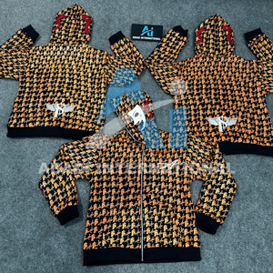เสื้อฮู้ดซิปผู้ชายคุณภาพสูงรุ่นล่าสุด ลายพิมพ์ Asali ซิปเต็มตัว สีน้ำตาล ราคา 1 ดอลลาร์ ดีไซน์เสื้อฮู้ดซิปเต็มตัว Asali สำหรับผู้ชาย - Product Image 1