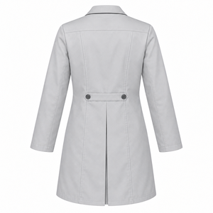 Blouses de laboratoire médicales gris pâle unisexe, uniforme de médecin à revers cranté, quatre boutons, sur mesure, vente en gros, vêtements de travail pour le secteur de la santé, fourniture directe d'usine - Product Image 2