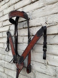 Ensemble d'équipement équestre en cuir occidental : têtière et collier de poitrage embossés, équipement d'équitation réglable, tailles personnalisées - Product Image 3