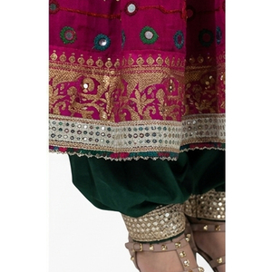 Vestido Tradicional Salwar Kameez para Mujer, Largo hasta el Tobillo, de Algodón Bordado, Verde y Rosa, Ropa Étnica, Traje de Boda, Vestido Afgano Kuchi - Product Image 5