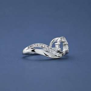 925 Sterling <b>Silver</b> <b>Wave</b> Engagement <b>Ring</b> Setting Round Diamond Accent Mount Semi Mount <b>Ring</b> Jewelry Making Custom Bridal <b>Ring</b> - Product Image 3