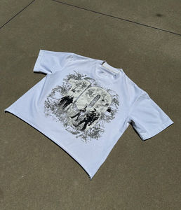 เสื้อยืดผ้าฝ้าย230Gsm ของผู้ชายแบบกำหนดเองระบายอากาศได้ดีน้ำหนักมากโอเวอร์ไซส์พอดีกับชายเสื้อครอปสกรีนพิมพ์ลายทรงถุง - Product Image 2