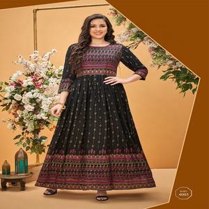 Vestido de boda de rayón con estampado, conjunto de ropa para todas las ocasiones, vestidos indios - Product Image 3