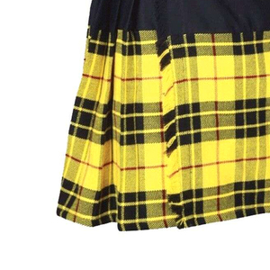 Jupe plissée à carreaux pour femmes, jaune et noir, en laine, mini, taille ajustable, toutes saisons - Product Image 4