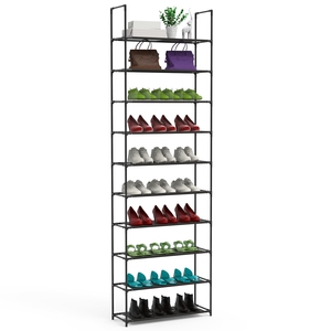 1pc Portascarpe verticale salvaspazio a 10 livelli per 25-30 paia di scarpe in tessuto Non tessuto per ingresso o armadio in corridoio - Product Image 6