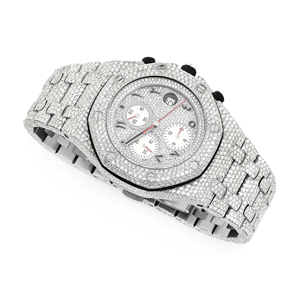 Reloj de Cuarzo de Acero Inoxidable con Incrustaciones de Moissanita, Estilo Hip Hop, Correa de 20 mm, Esfera de Cristal, para Hombre - Product Image 3