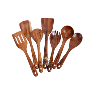 Juego de utensilios de cocina de madera natural, ecológicos, para uso doméstico y en restaurantes. - Product Image 3