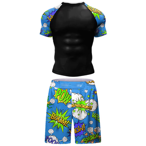 Ensemble T-shirt et pantalon de rashguard MMA personnalisé, uni, avec coutures apparentes et effet délavé pour hommes, pour la boxe, le Muay Thai, le kickboxing, le Jiu-Jitsu et les vêtements de sport - Product Image 3