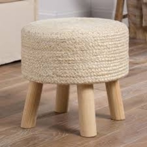 Modern White Velvet Handcrafted Small Round Ottoman Low <b>Storage</b> Accent <b>Stool</b> for Living Room - Product Image 3