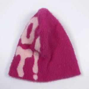 Bonnet en fausse fourrure à motif géométrique personnalisé, rose, unisexe, pour adulte, décontracté, hiver, imprimé floqué, 56-58CM - Product Image 5