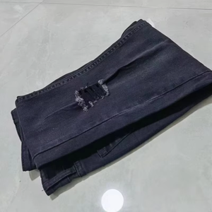 Jeans en denim délavé coupe droite personnalisés pour hommes, séchage rapide, respirants, en coton, idéaux pour l'été - Product Image 4