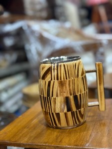 Tazas de Cerveza y Vino de Estilo Clásico, Tazas de Madera y Acero de Lujo, Tazas Redondas Transparentes para Cerveza y Refrescos, Calidad Premium para Bares y Hogar - Product Image 4