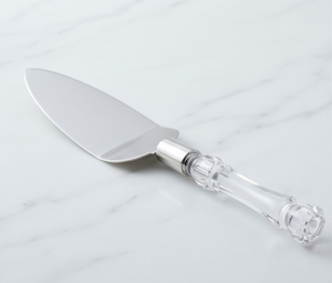 Ensemble de service à gâteau en acier inoxydable avec poignée en cristal acrylique, parfait pour les mariages, les cadeaux et les fêtes - Product Image 3