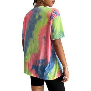 Camiseta de Verano para Mujer, Tie Dye, 100% Algodón Ecológico, Estilo Hip Hop, Cuello Redondo, Manga Corta, en Oferta - Product Image 2