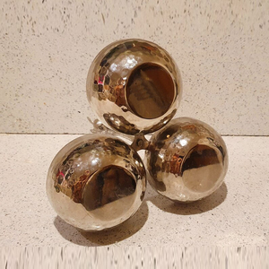 Luxury Hammered Theme Metal 3-Compartment Cluster Bowl With <b>Decorative</b> <b>Twig</b> Handle Round Shape, Wholesale Home <b>Decor</b> Piece - Product Image 4