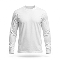 T-shirt à manches longues pour homme, col rond, 100% coton, coupe classique, couleur unie, tricoté, teint uni, anti-boulochage, respirant, de BD