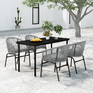 Ensemble de salle à manger de jardin de taille moyenne en acier thermolaqué gris - Product Image 1