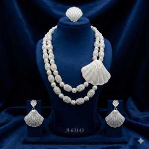 Conjunto Clásico de Collar y Aretes con Baño de Oro de 24K para Mujer, Joyería de Boda A-63140 - Product Image 3