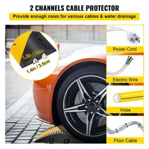 Rampa Modulare in Gomma per Riduzione Velocità con 2 Canali, Protezione Cavi e Copertura in PVC per Esterni, Facile Installazione su Strade in Calcestruzzo - Product Image 3