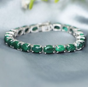 Natural Malachite Stone <b>Charm</b> Bracelet 925 Sterling Silver Gold Plated Natural Green Gemstone Luxury Fine Jewelry for Women - Product Image 2