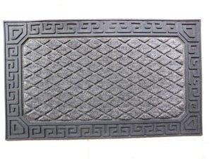 Paillasson moderne en caoutchouc rectangulaire noir à motif géométrique pour entrée et escaliers - Product Image 5