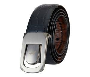 Black Automatic Buckle Leather <b>Belt</b> Slide Fastener Smooth Men Plain Sash Straps Business PU Leather <b>Belts</b> - Product Image 1
