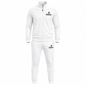 Ensemble de jogging sportif pour homme RONAL SPORTS, survêtement blanc à fermeture éclair intégrale, couleur unie, coupe classique, respirant, en polyester, pour l'automne - Product Image 1