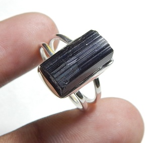 Bague Tourmaline noire en argent Sterling 925 cadeau d'anniversaire pour hommes et femmes bijoux bague en pierre de cristal faite à la main bague authentique - Product Image 4