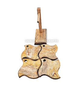 Creative New Design Mango Wood Coasters Holder 4-Piece <b>Set</b> Cup Mats for Drinks <b>Plate</b> Coaster for Beverage Tabletop Accessories - Product Image 5