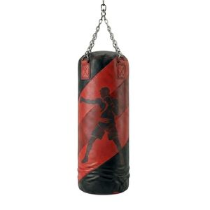 Sac de frappe de boxe en cuir PU rouge et noir de qualité supérieure pour l'entraînement physique, la gym et la pratique des compétences - Product Image 3